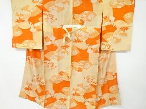 アンティーク　地紙に梅笹・菊模様長襦袢